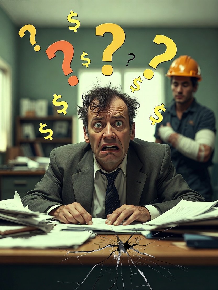 frazzled small-business owner sitting at a cluttered kitchen