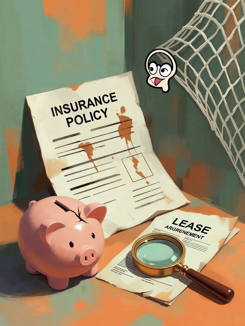 slightly crumpled renters insurance quote printout with coffee